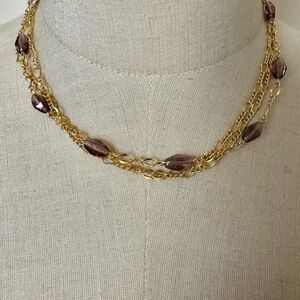 Vintage B.C. Lind 14K GE purple beaded triple  strand Necklace